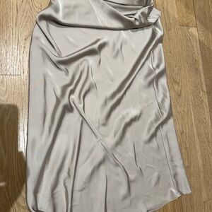 Zara Satin Midi Skirt in Cream